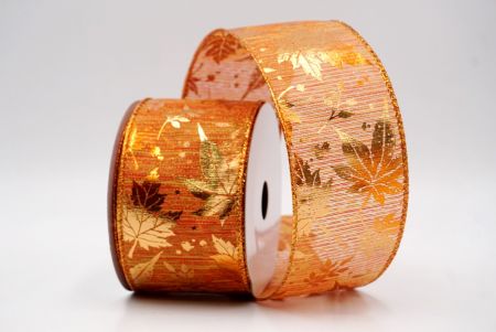 شريط سلكي شفاف برتقالي بأوراق القيقب الذهبية_KF9909GZ-54
