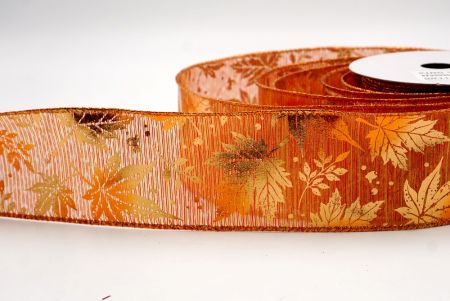 شريط سلكي شفاف برتقالي بأوراق القيقب الذهبية_KF9909GZ-54