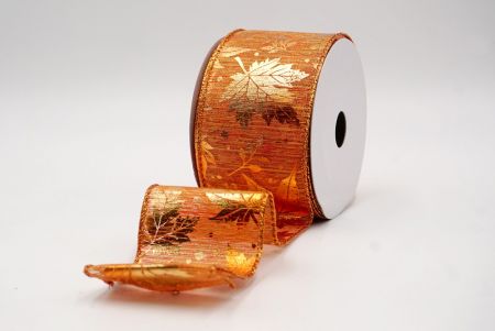 شريط سلكي شفاف برتقالي بأوراق القيقب الذهبية_KF9909GZ-54