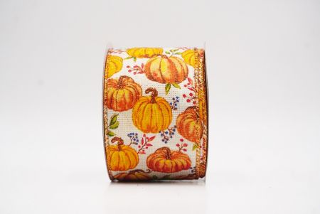Cream Pumpkin Harvest Wired Ribbon_KF9912GZ-2