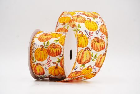Cream Pumpkin Harvest Wired Ribbon_KF9912GZ-2