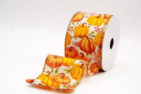 Cream Pumpkin Harvest Wired Ribbon_KF9912GZ-2