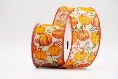 Light Brown Pumpkin Harvest Wired Ribbon_KF9913GC-13-220