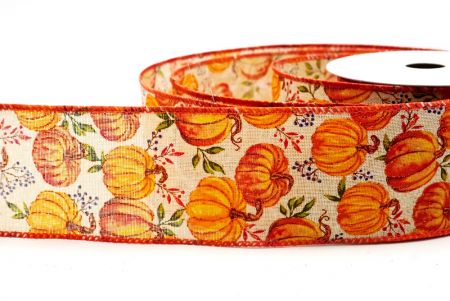 Light Brown Pumpkin Harvest Wired Ribbon_KF9913GC-13-220