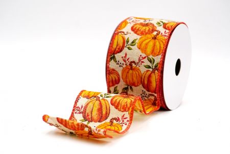 Light Brown Pumpkin Harvest Wired Ribbon_KF9913GC-13-220