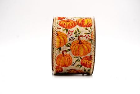 Beige Pumpkin Harvest Wired Ribbon_KF9913GC-14-183