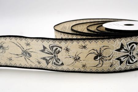 खाकी_हैलोवीन ग्लिटर मकड़ी और जाल वायर्ड रिबन_KF9914GC-13-53