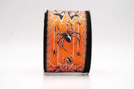 नारंगी_हैलोवीन ग्लिटर मकड़ी और जाल वायर्ड रिबन_KF9915GC-41-53