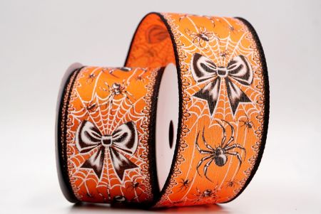 नारंगी_हैलोवीन ग्लिटर मकड़ी और जाल वायर्ड रिबन_KF9915GC-41-53