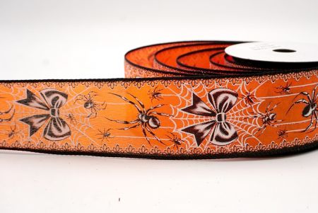 नारंगी_हैलोवीन ग्लिटर मकड़ी और जाल वायर्ड रिबन_KF9915GC-41-53