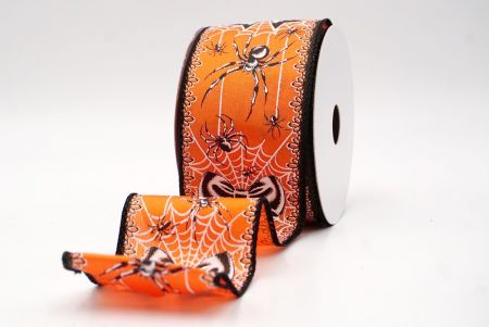 नारंगी_हैलोवीन ग्लिटर मकड़ी और जाल वायर्ड रिबन_KF9915GC-41-53