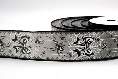 ग्रे_हैलोवीन ग्लिटर मकड़ी और जाल वायर्ड रिबन_KF9915GC-50-53