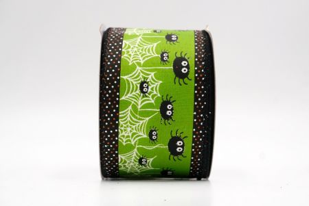 हल्का हरा_हैलोवीन मकड़ी और पोल्का डॉट एज वायर्ड रिबन_KF9917GC-15-53