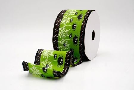 हल्का हरा_हैलोवीन मकड़ी और पोल्का डॉट एज वायर्ड रिबन_KF9917GC-15-53