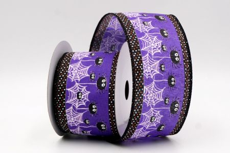 बैंगनी_हैलोवीन मकड़ी और पोल्का डॉट एज वायर्ड रिबन_KF9917GC-34-53