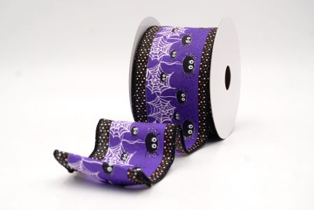 बैंगनी_हैलोवीन मकड़ी और पोल्का डॉट एज वायर्ड रिबन_KF9917GC-34-53
