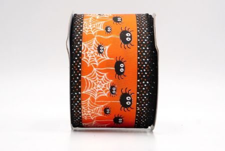 नारंगी_हैलोवीन मकड़ी और पोल्का डॉट एज वायर्ड रिबन_KF9917GC-41-53