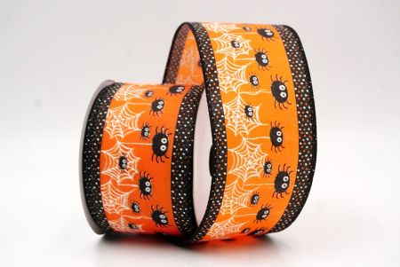 नारंगी_हैलोवीन मकड़ी और पोल्का डॉट एज वायर्ड रिबन_KF9917GC-41-53