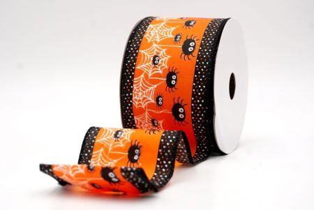 नारंगी_हैलोवीन मकड़ी और पोल्का डॉट एज वायर्ड रिबन_KF9917GC-41-53