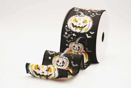 Fekete Jack-O’-Lantern Halloween drótos szalag_KF9918GC-53-53