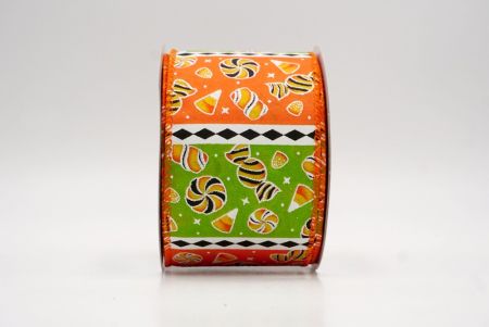 Світло-зелений/Помаранчевий_Хелловінська змішана цукерка та стрічка з діамантовою смужкою_KF9919GC-15-54