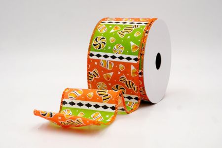 Світло-зелений/Помаранчевий_Хелловінська змішана цукерка та стрічка з діамантовою смужкою_KF9919GC-15-54