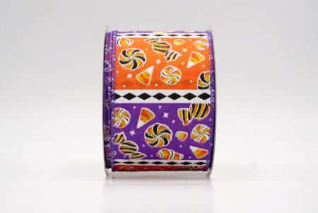 Фіолетовий/Помаранчевий_Хелловінська змішана цукерка та стрічка з діамантовою смужкою_KF9919GC-34-34