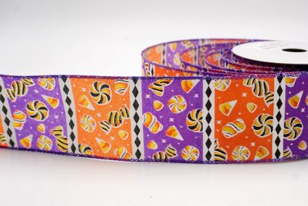 Фіолетовий/Помаранчевий_Хелловінська змішана цукерка та стрічка з діамантовою смужкою_KF9919GC-34-34