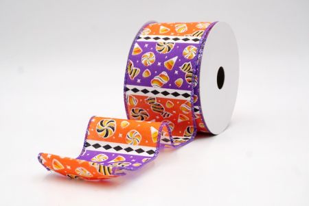 Фіолетовий/Помаранчевий_Хелловінська змішана цукерка та стрічка з діамантовою смужкою_KF9919GC-34-34