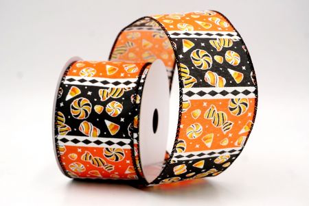 Чорний/Помаранчевий_Хелловінська змішана цукерка та стрічка з діамантовою смужкою_KF9919GC-42-53