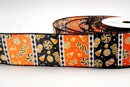 Чорний/Помаранчевий_Хелловінська змішана цукерка та стрічка з діамантовою смужкою_KF9919GC-42-53