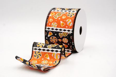 Чорний/Помаранчевий_Хелловінська змішана цукерка та стрічка з діамантовою смужкою_KF9919GC-42-53