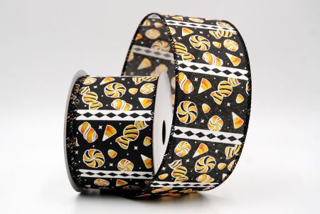 Чорний_Хелловінська змішана цукерка та стрічка з діамантовою смужкою_KF9919GC-53-53