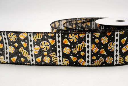 Чорний_Хелловінська змішана цукерка та стрічка з діамантовою смужкою_KF9919GC-53-53