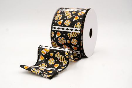 Чорний_Хелловінська змішана цукерка та стрічка з діамантовою смужкою_KF9919GC-53-53