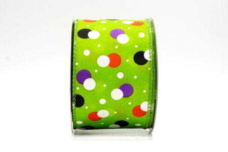 Neon Zöld Hátborzongató Halloween Pöttyös Drótos Szalag_KF9920GC-15-42