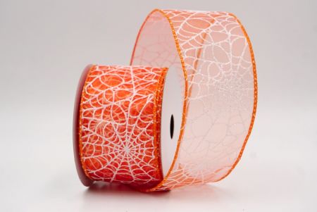 Narancs áttetsző_csillogó fehér pókháló mintás drót szalag_KF9921GC-42-42