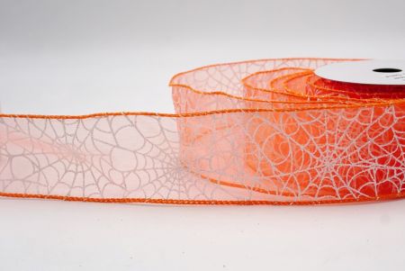 Narancs áttetsző_csillogó fehér pókháló mintás drót szalag_KF9921GC-42-42