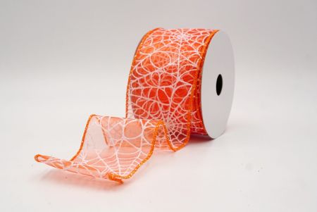 Narancs áttetsző_csillogó fehér pókháló mintás drót szalag_KF9921GC-42-42