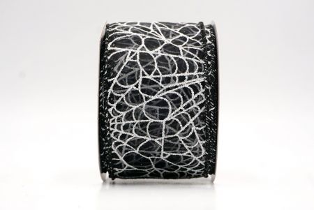 Fekete áttetsző_csillogó fehér pókháló mintás drót szalag_KF9921GC-53-53