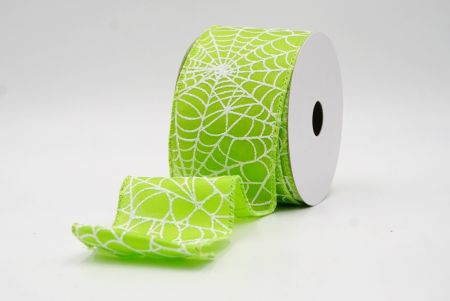 Világos zöld_csillogó fehér pókháló mintás drót szalag_KF9922GC-15-190