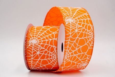 Narancs_csillogó fehér pókháló mintás drót szalag_KF9922GC-42-42