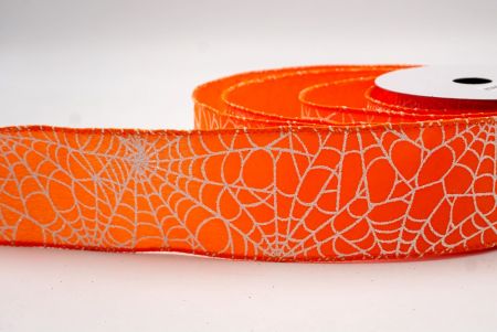 Narancs_csillogó fehér pókháló mintás drót szalag_KF9922GC-42-42