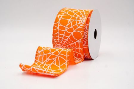 Narancs_csillogó fehér pókháló mintás drót szalag_KF9922GC-42-42
