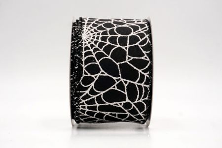 Fekete_csillogó fehér pókháló mintás drót szalag_KF9922GC-53-53