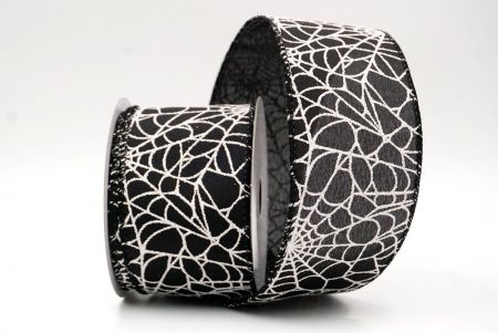 Fekete_csillogó fehér pókháló mintás drót szalag_KF9922GC-53-53
