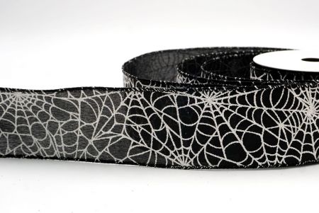 Fekete_csillogó fehér pókháló mintás drót szalag_KF9922GC-53-53