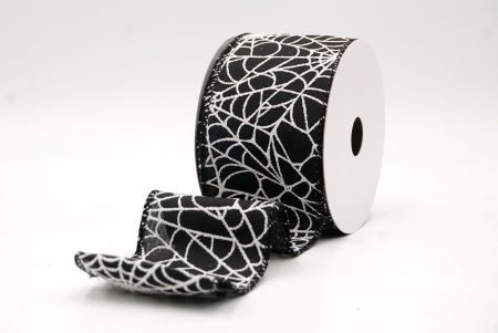 Fekete_csillogó fehér pókháló mintás drót szalag_KF9922GC-53-53