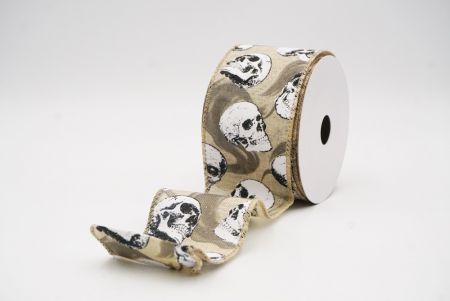 हल्का भूरा कंकाल हैलोवीन वायर्ड रिबन_KF9923GC-13-183