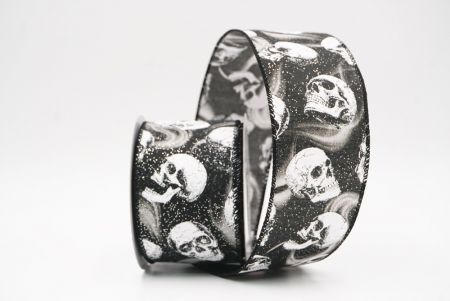 काला - सफेद कंकाल हैलोवीन वायर्ड रिबन_KF9925GC-53-53